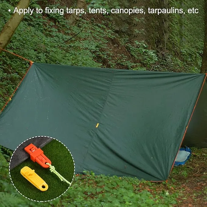 12 Pack Tarp Clips - Tent Canopy Secures Clamps Sliding Snap, Strong Lock Grip, Apply to Outdoor/Camping/Hiking (Orange)