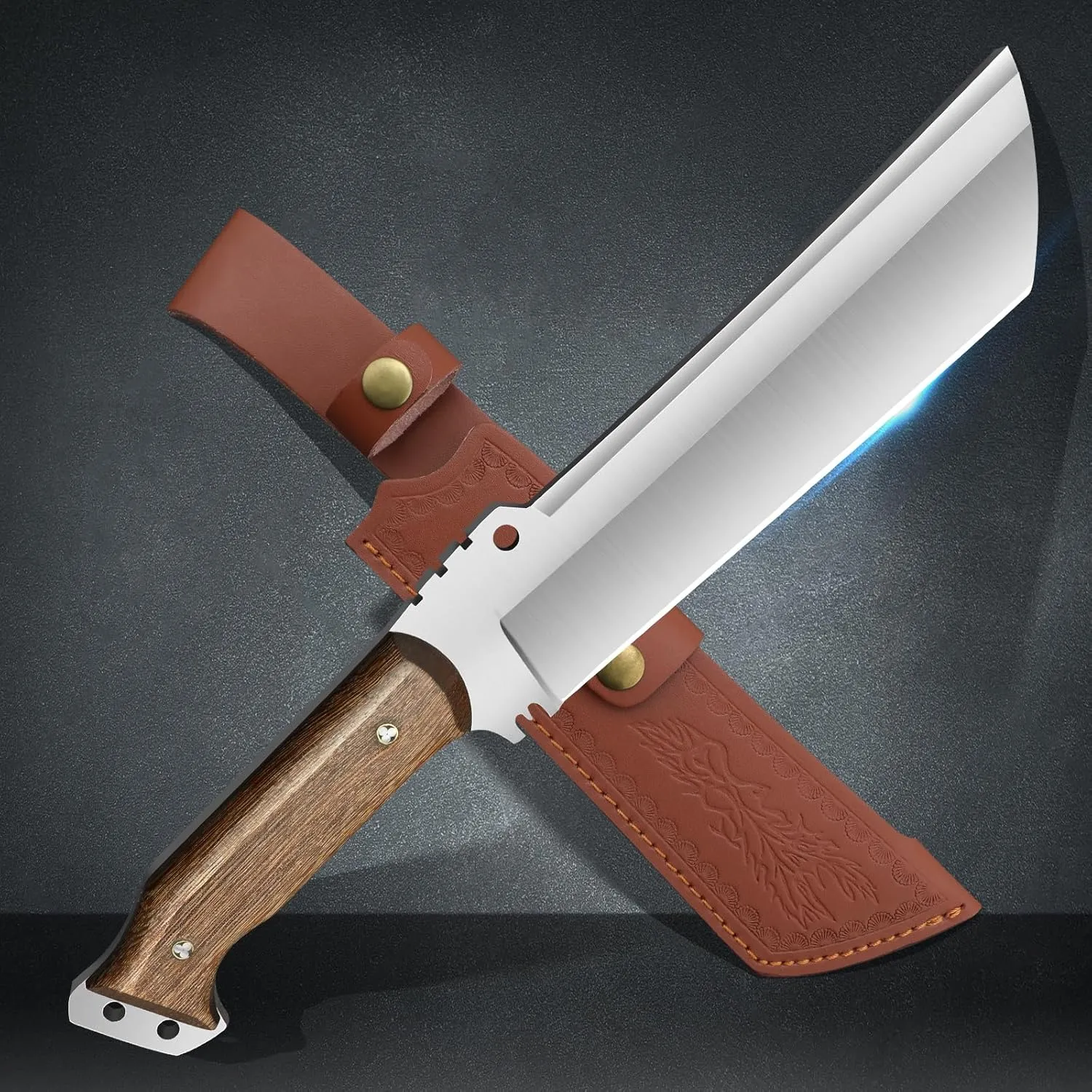 13.8 inch Outdoor Hunting Knife with Sheath Fixed Blade Knives Survival Machete for Cutting Trees, for Yard Work and for Bushcrafting Machetes Sickle.
