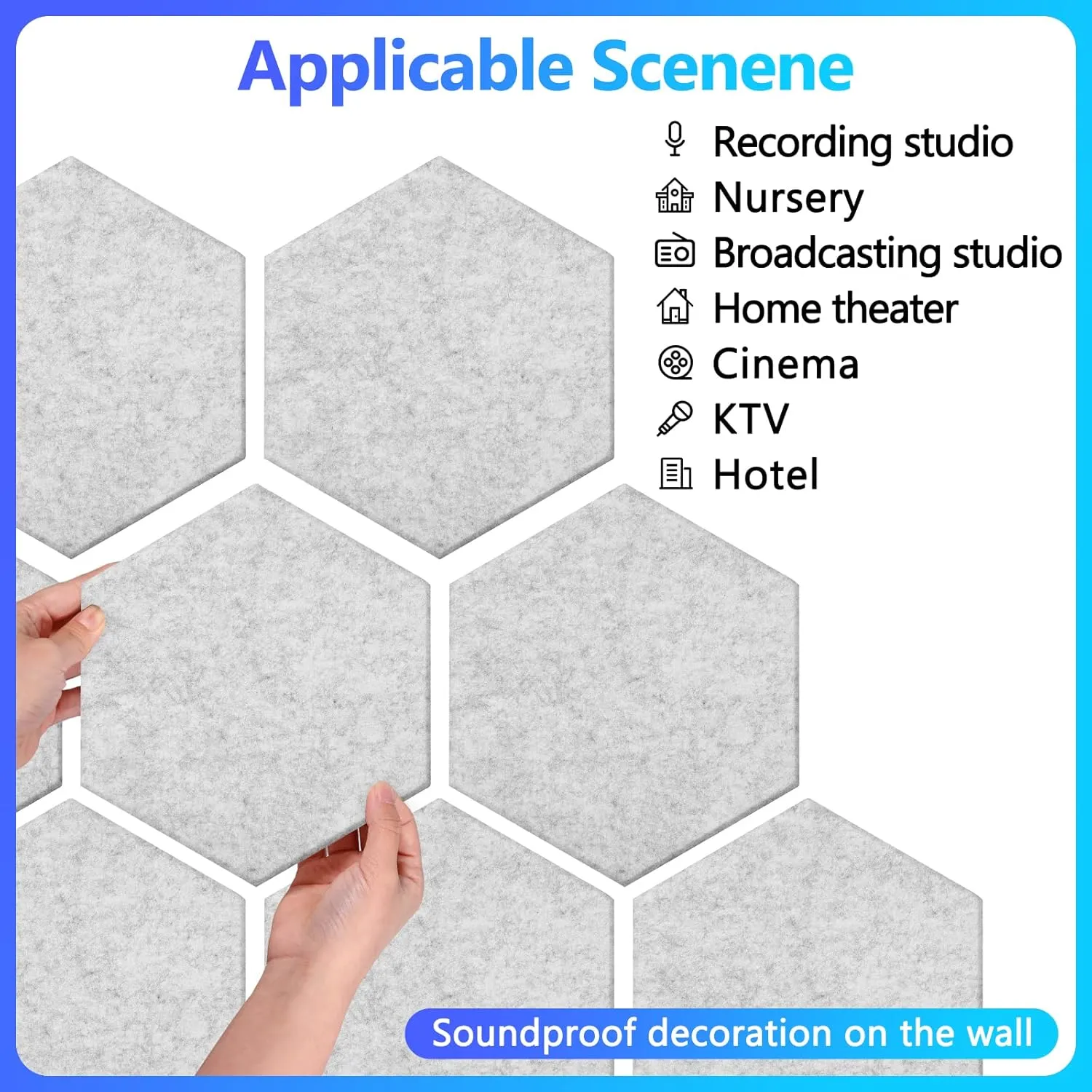 18 Pack Hexagon Acoustic Panels, 12" X 10" X 0.4" High Density Sound Absorbing Panels Soundproof Wall Panels For Home Sound proof Insulation Beveled Edge Studio Treatment Tiles (Gray)