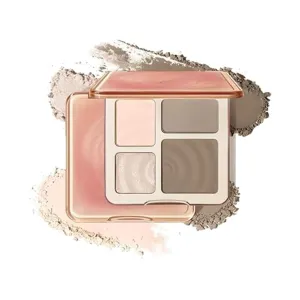 2 In 1 Highlighter Contour Palette, Highlighting & Contouring Palette for Face & Cheeks,Shimmer and Glitter Contour Palletes,Matte Powder Bronzer,Creates Natural Makeup (01#)