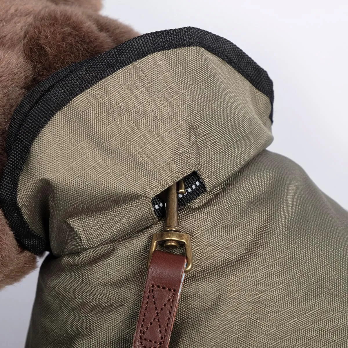 2 in 1 Light Reflective Four Seasons Removable Polar Lining Khaki Dog/Puppy Coat 14 Inch 35 cm