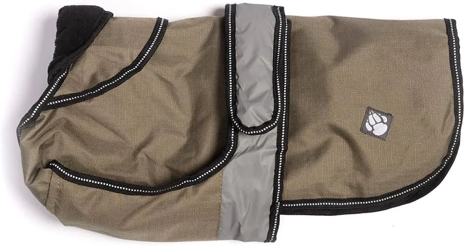 2 in 1 Light Reflective Four Seasons Removable Polar Lining Khaki Dog/Puppy Coat 14 Inch 35 cm