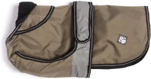 2 in 1 Light Reflective Four Seasons Removable Polar Lining Khaki Dog/Puppy Coat 14 Inch 35 cm