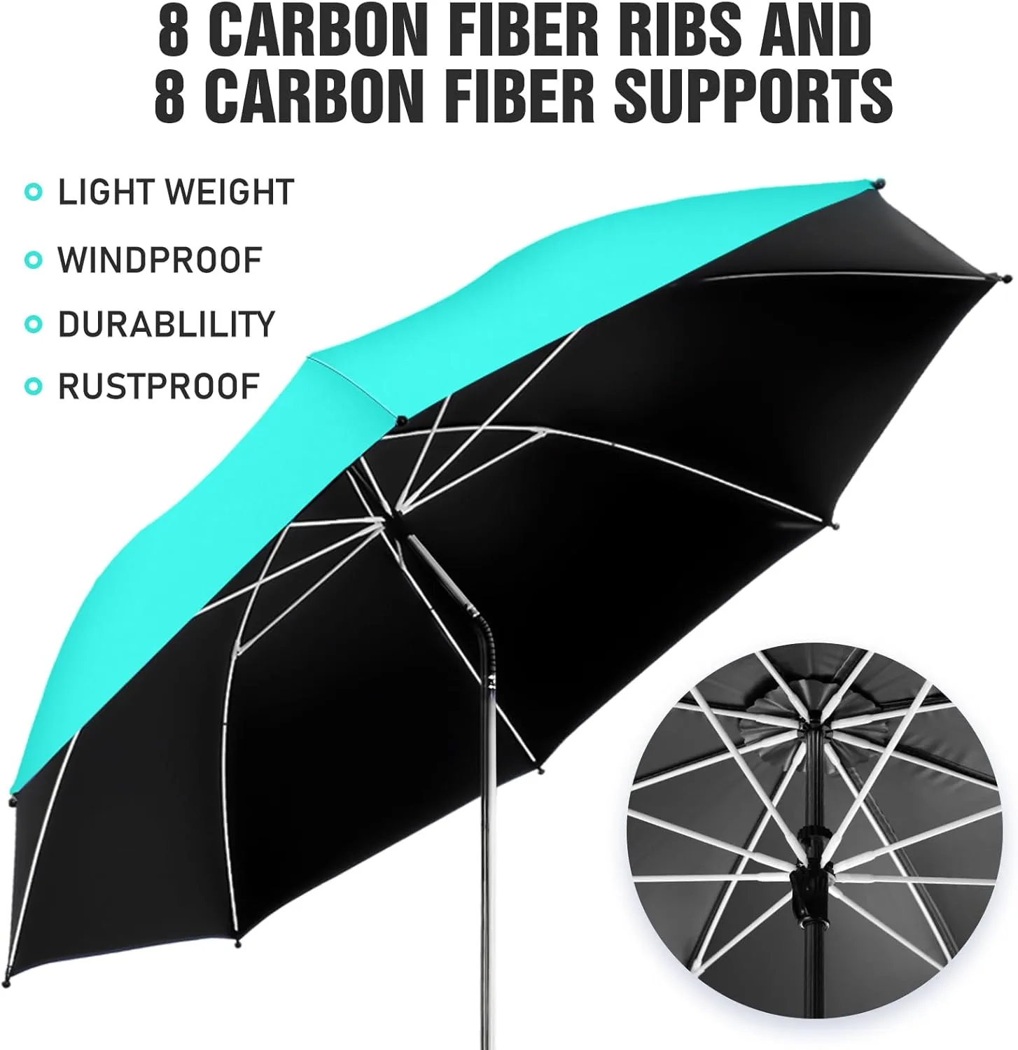 2 PACK Beach Umbrella with Clamp, 360 ° Adjustable Umbrellas for Chair, UPF50  Umbrella for Beach Chair, Patio Chair, Wheelchair, Camping Chair, Golf Carts (Chair Not Included)