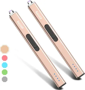 2 PCS Electric Lighter Candle Lighter Rechargeable Arc Long Lighter Flexible Neck Flameless Grill USB Lighters for Candle Aromatherapy Camping BBQ Gas Stoves (Gold)