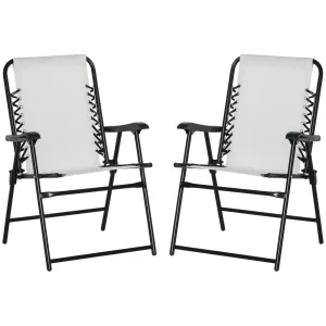 2-Piece Portable Folding Chair Set with Armrests, Cream White