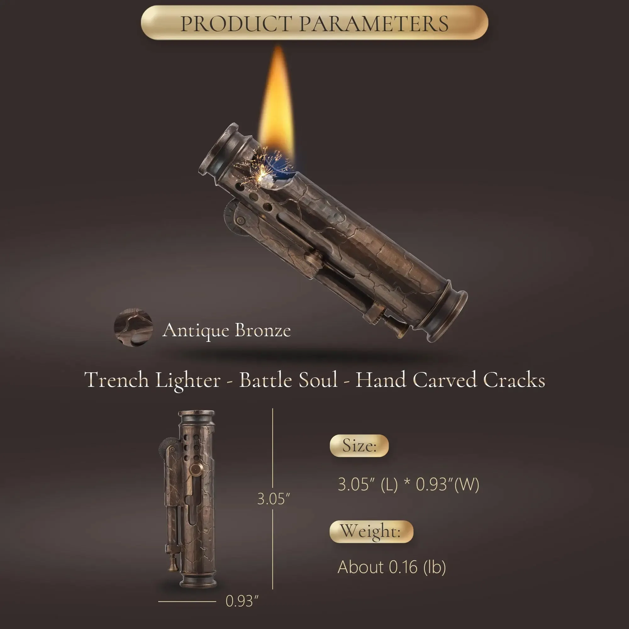 2025 New Products｜ Trench Lighter - Battle Soul - Hand Carved Cracks