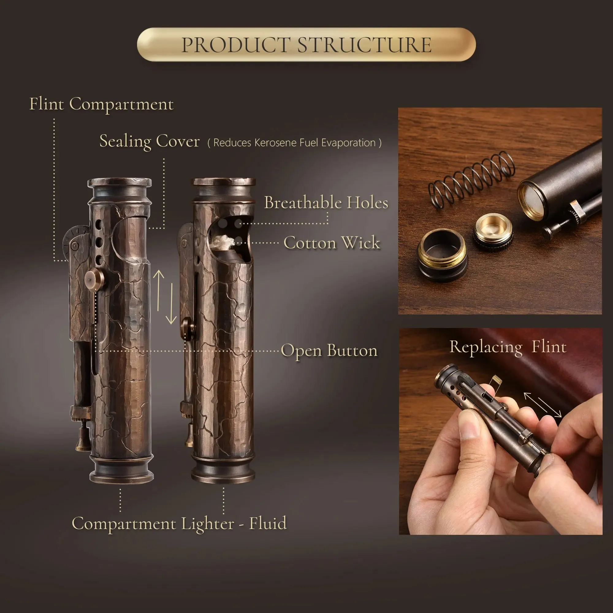2025 New Products｜ Trench Lighter - Battle Soul - Hand Carved Cracks