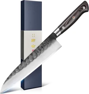 240mm Gyuto Knife, 9.5 Inch Japanese Chef Knife with AUS-8 Alloy Steel, Black Forged Japanese Carving Knives for Meat with Full-Tang Pakkawood Hanle, Premium Box for Husband, Dad
