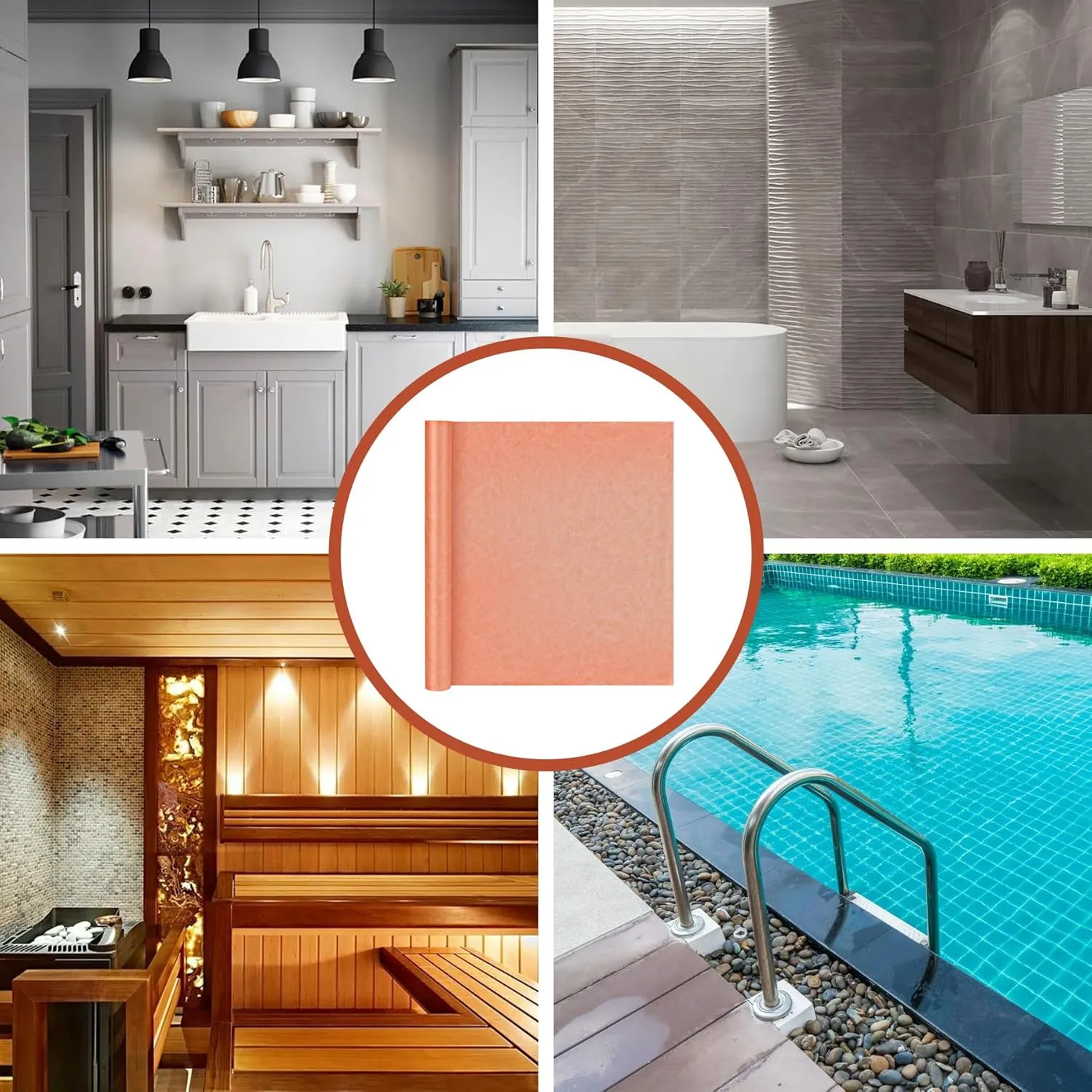 3.3FTx33FT Waterproof Membrane for Shower, Polyethylene Waterproofing Uncoupling Shower Membrane, 23.6 Mil Tile Flooring Deck Roll Membrane for Shower Wall, Bathroom Floors, Sauna Walls