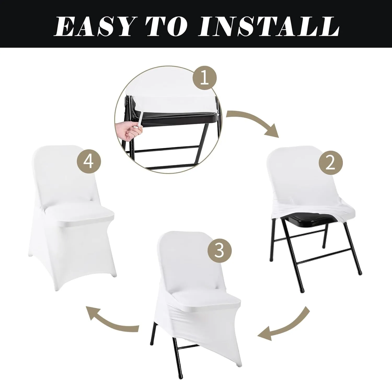 36 PCS Waterproof Stretch Spandex Folding Chair Covers, Dining Room Chair Slipcovers Protector for Wedding, Banquet, Party, Holidays, Celebration and Decoration（White）