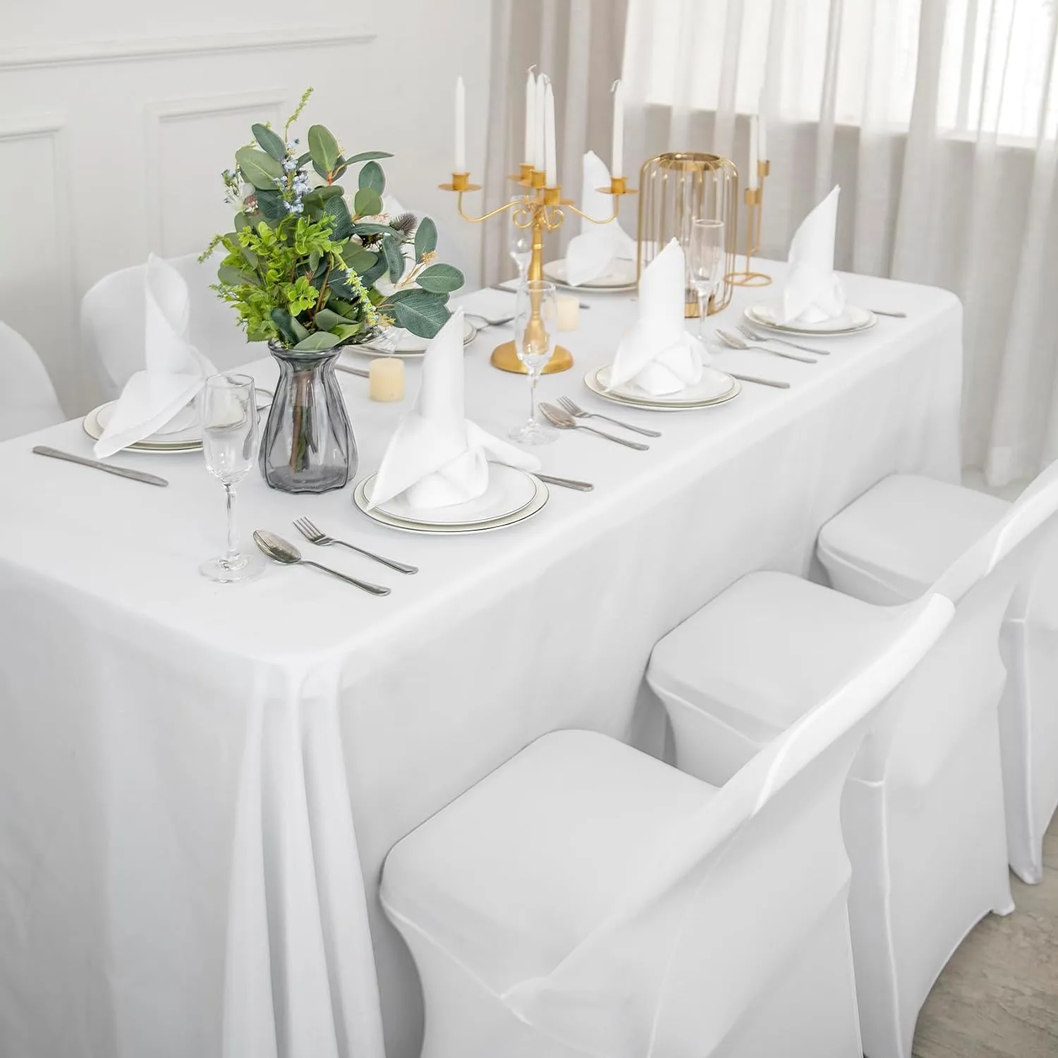 36 PCS Waterproof Stretch Spandex Folding Chair Covers, Dining Room Chair Slipcovers Protector for Wedding, Banquet, Party, Holidays, Celebration and Decoration（White）