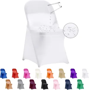 36 PCS Waterproof Stretch Spandex Folding Chair Covers, Dining Room Chair Slipcovers Protector for Wedding, Banquet, Party, Holidays, Celebration and Decoration（White）
