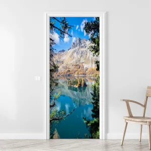 3D Door Sticker Beautiful Autumn Scenery an Alpine Lake Door Mural Peel and Stick Self-Adhesive Decal Removable Wallpaper Poster Home Decor for Bedroom 30.3"x78.7"