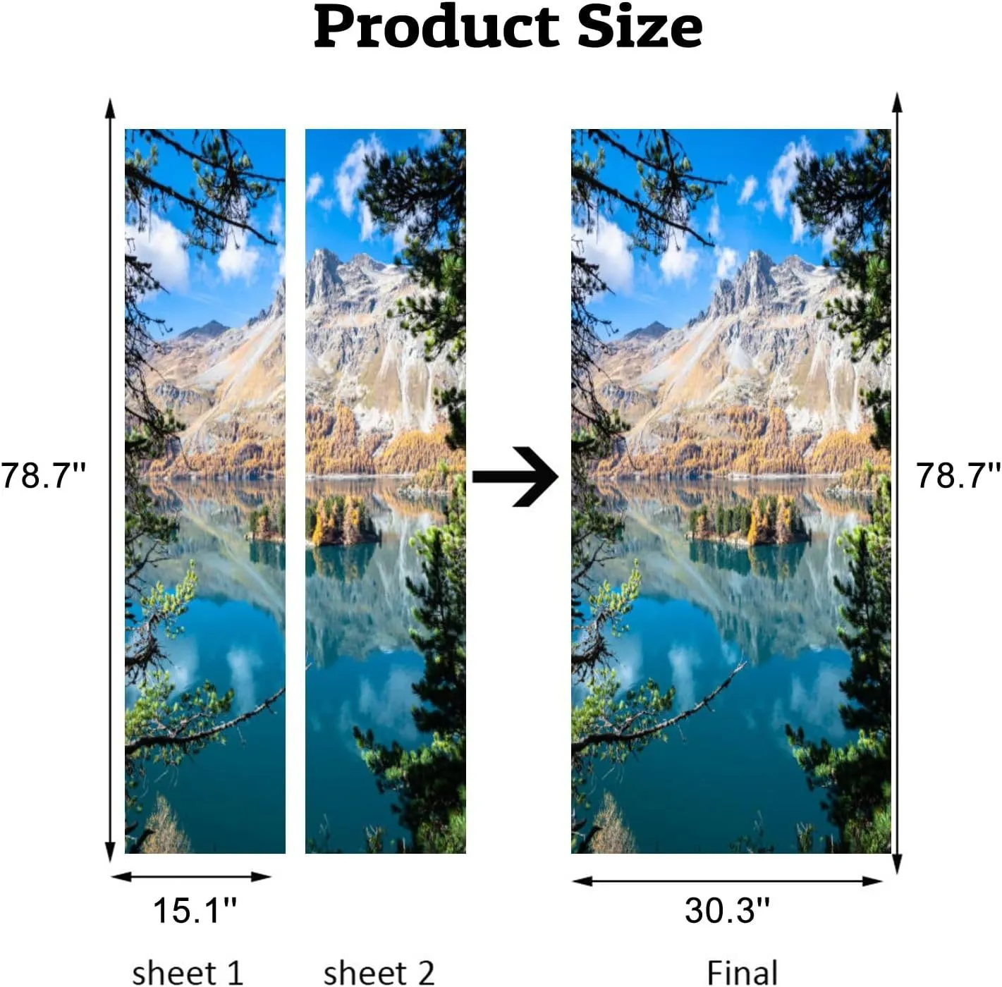 3D Door Sticker Beautiful Autumn Scenery an Alpine Lake Door Mural Peel and Stick Self-Adhesive Decal Removable Wallpaper Poster Home Decor for Bedroom 30.3"x78.7"