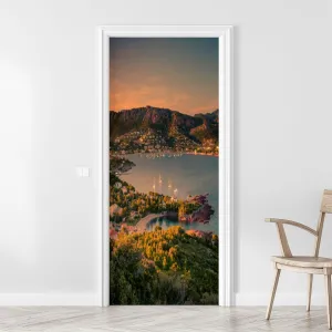 3D Door Sticker Sunset Agay Est rel massif French Door Mural Peel and Stick Self-Adhesive Decal Removable Wallpaper Poster Home Decor for Bedroom 30.3"x78.7"
