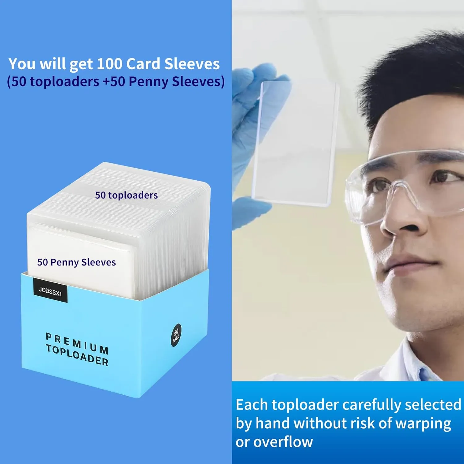 3" X 4" Top Loaders for Cards, Double-Sided Removable Protective Films Hard Plastic Card Sleeves, Slightly Flexible, Easy Take in and Take Out, Ideal for 35pt Standard Card, 50 Pcs/Bag