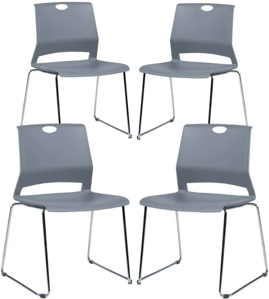 4 Pack Stack Chairs, Lightweight Premium Plastic Chairs, Sled Base Stacking Chair for Office, Home, Library, Business Centers.…