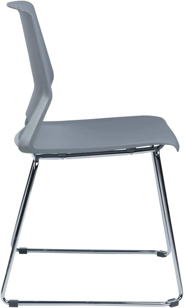 4 Pack Stack Chairs, Lightweight Premium Plastic Chairs, Sled Base Stacking Chair for Office, Home, Library, Business Centers.…
