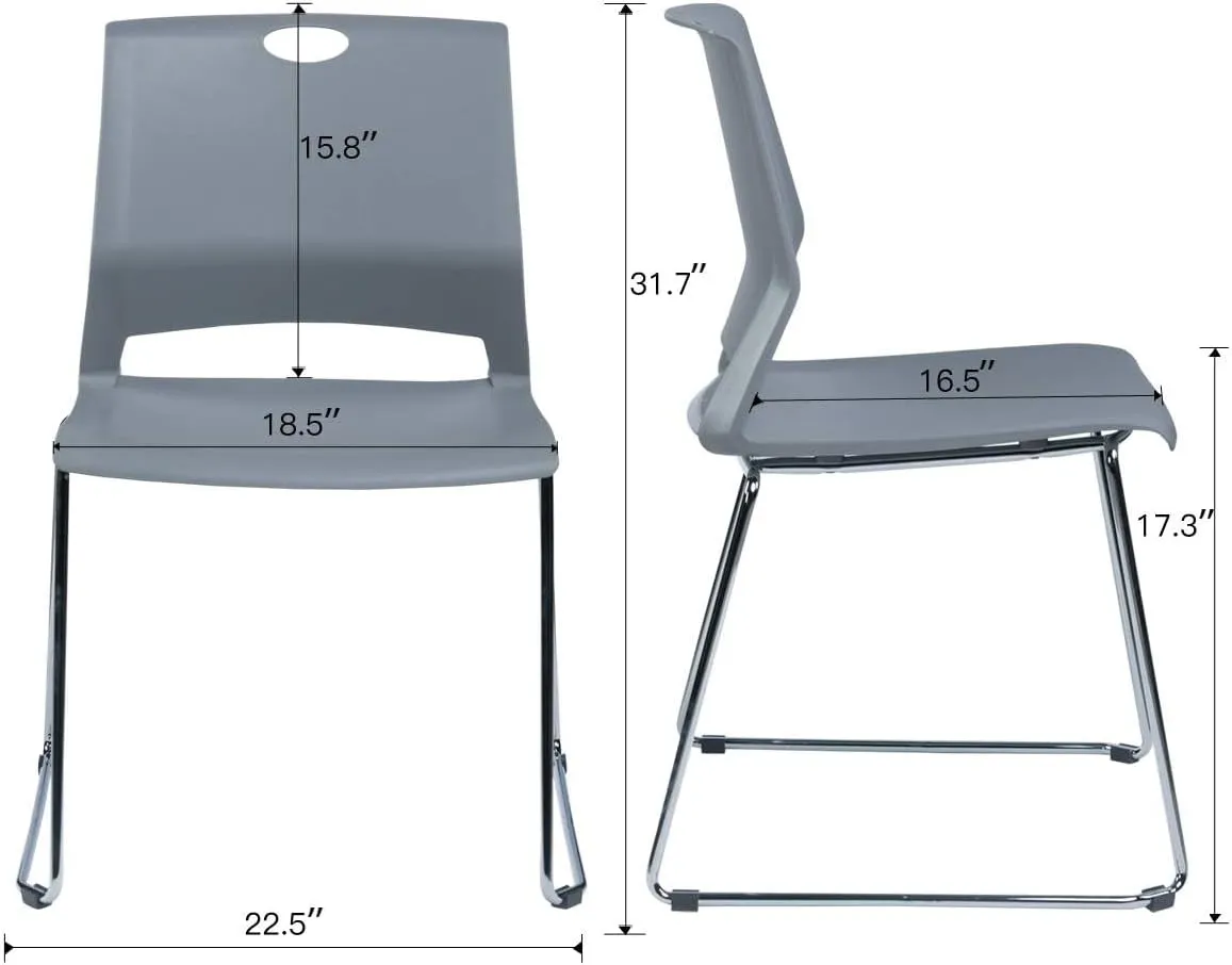 4 Pack Stack Chairs, Lightweight Premium Plastic Chairs, Sled Base Stacking Chair for Office, Home, Library, Business Centers.…