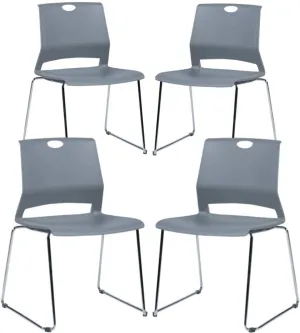 4 Pack Stack Chairs, Lightweight Premium Plastic Chairs, Sled Base Stacking Chair for Office, Home, Library, Business Centers.…