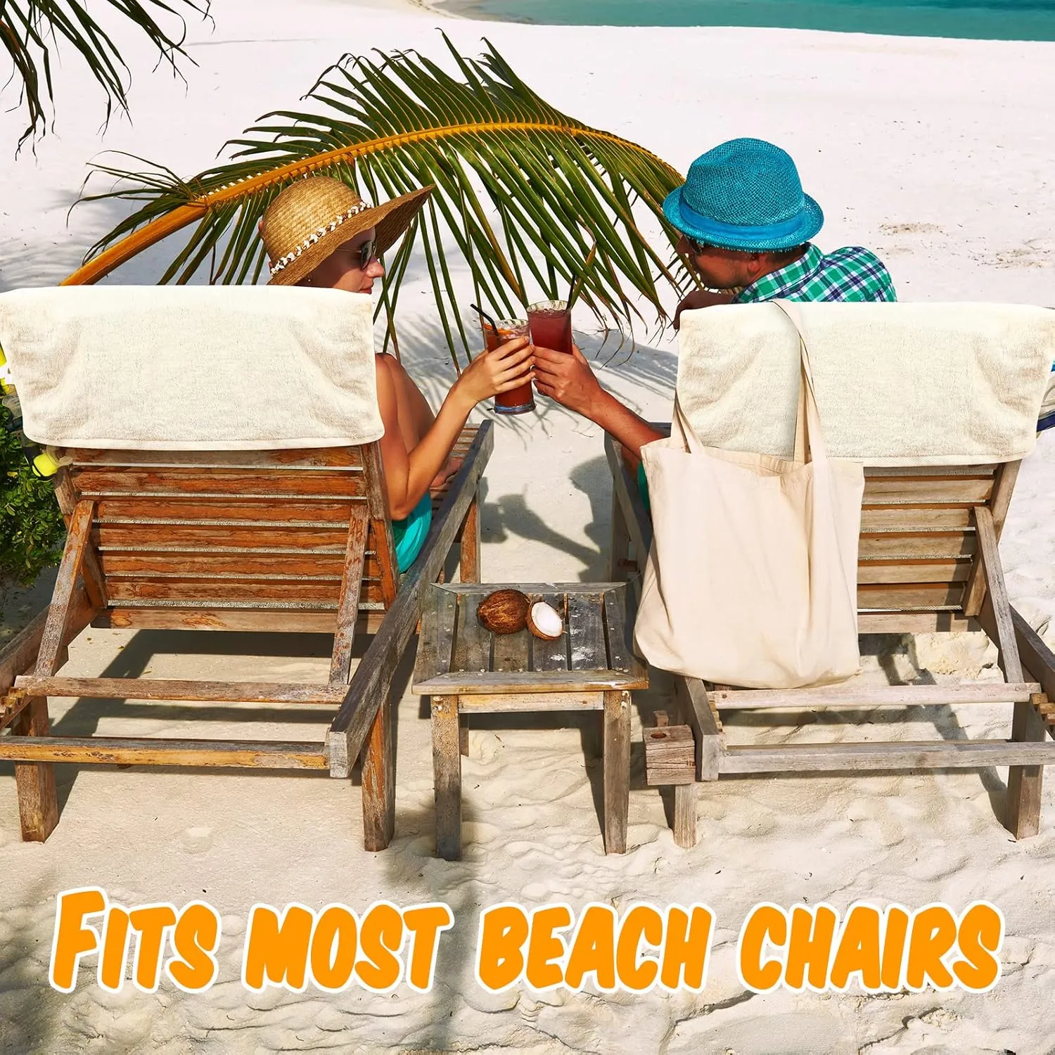 4 Pcs Beach Chair Cover with Side Pockets Soft Lounge Chair Towels Cotton Microfiber Pool Lounge Chair Towel Covers with Pockets for Sun Lounger Sunbathing Holidays Outdoor Hotel 30 x 85 Inch (Beige)