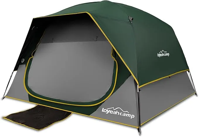 4 Person Blackout Camping Tent, Easy Setup Waterproof Family Dome Tent for Camping with Rainfly, Portable Double Layer Large Family Tent for Outdoor Camping&Hiking