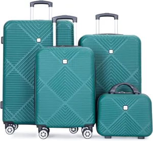 4 Piece Luggage Sets Travel Suitcase, Large Capacity Lightweight Luggage Sets with TSA Lock & Spinner Wheels, Clearance Carry On Luggage Suitcase Set