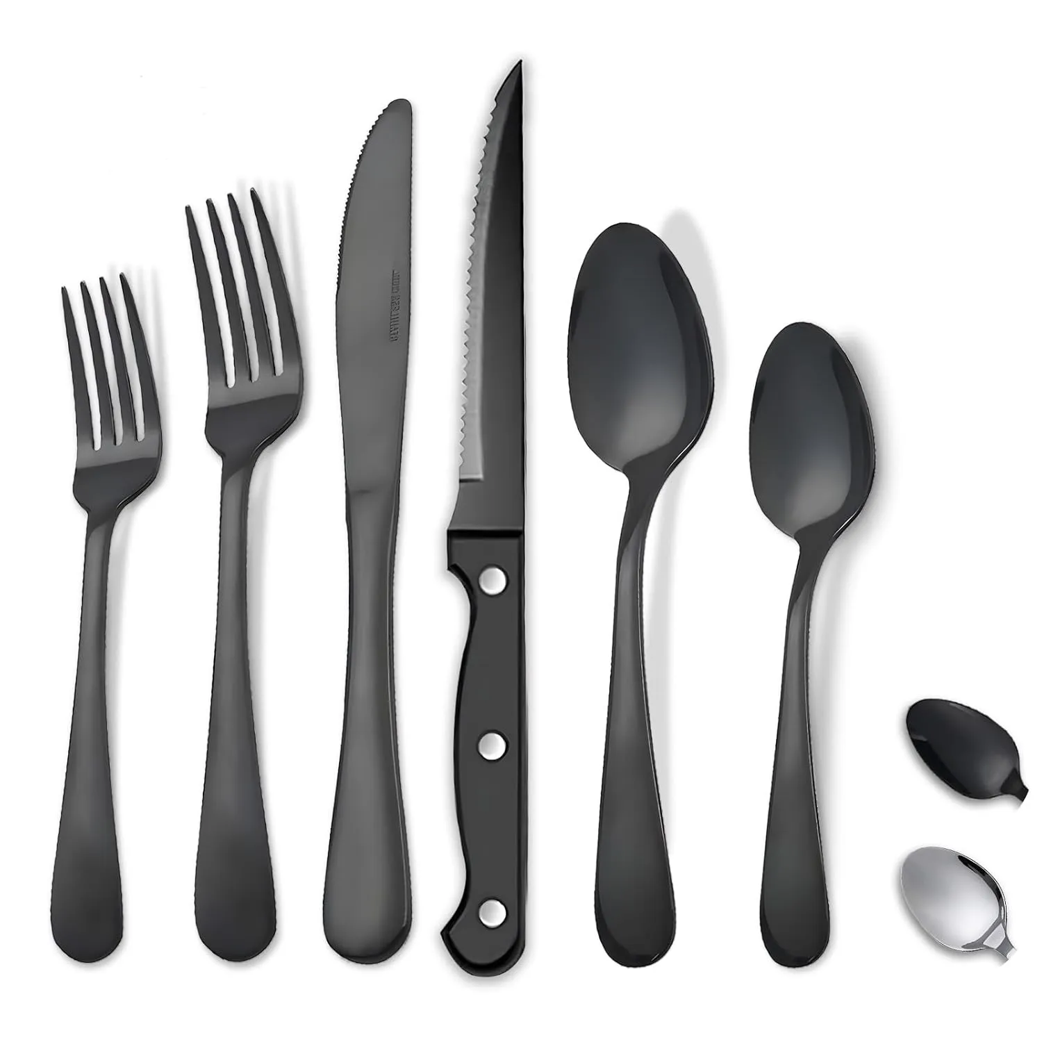 48-Piece Silverware Set Flatware Cutlery Set Service for 8, Durable Stainless Steel in Ergonomic Design Size and Weight, Kitchen Utensil Sets with Steak Knives, Rust-proof, Dishwasher Safe