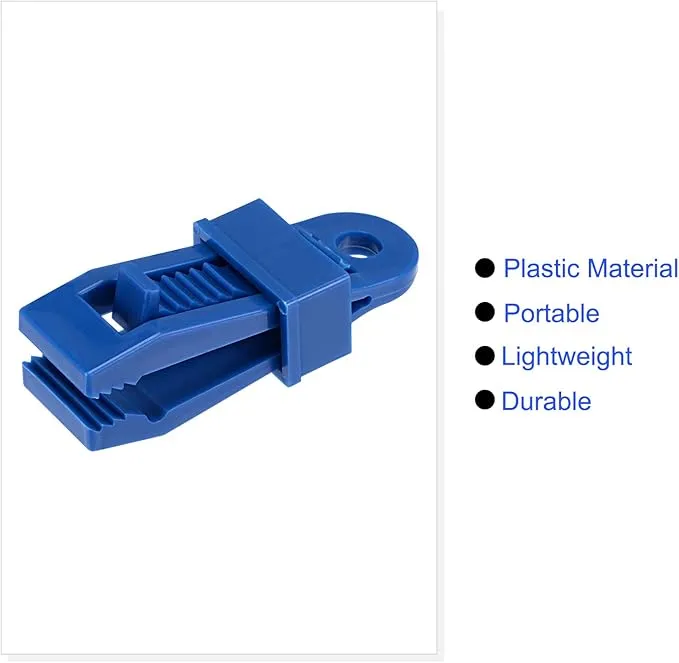 6Pack Tarp Clips - Tent Awning Secures Clamp Sliding Snap, Strong Lock Grip, Apply to Outdoor/Camping /Swimming Pools (Blue)
