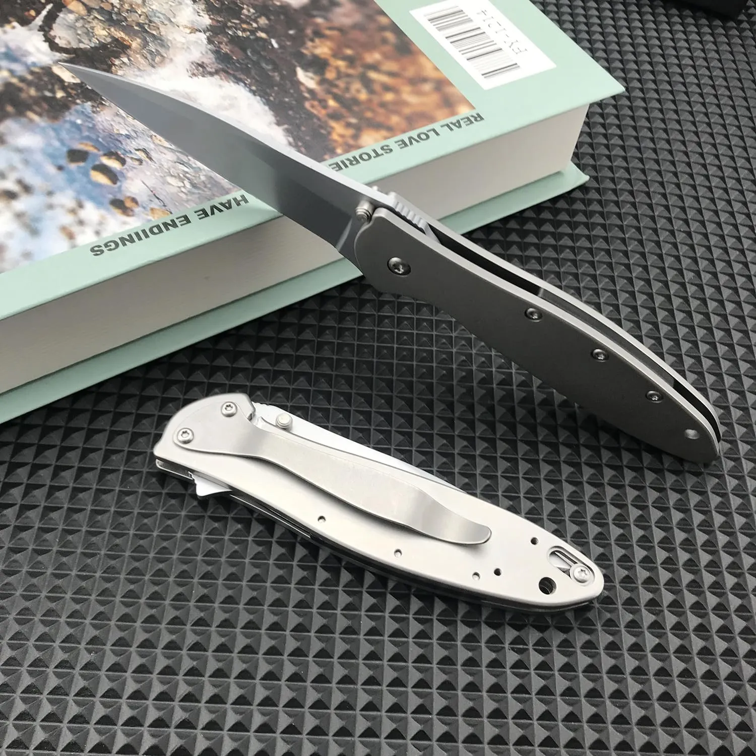 7-Inch EDC Leek Folding Pocket Knife,Assisted Knife with Frame Lock and Pocket Clip,5Cr15 Mov Blade and Stainless Steel Handle,Sharp Camping Survival Hiking Knife