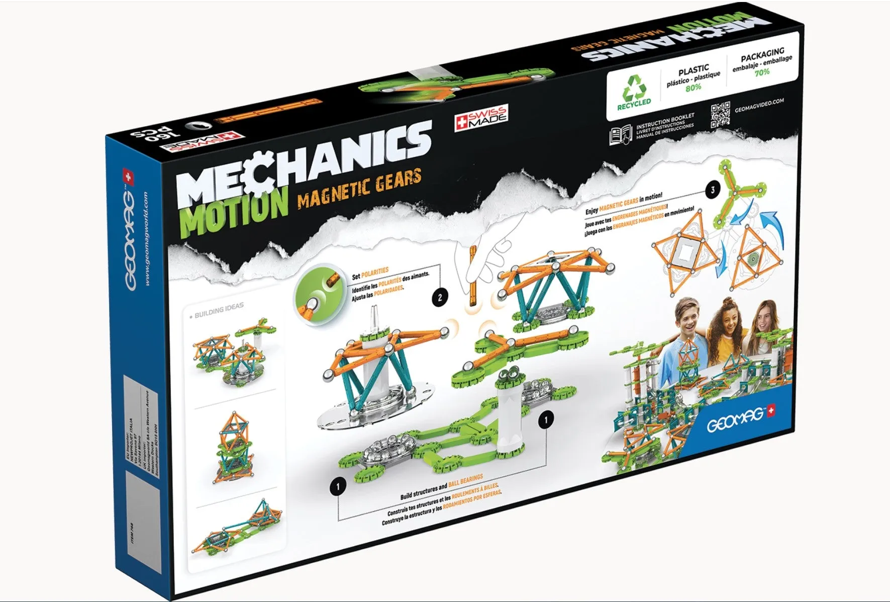 768 Geomag Mechanics Motion Recycled 3Magnetic Gears 160 pcs