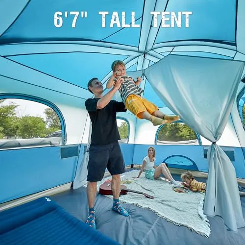 8-Person Family Camping Tent w/ Porch,Big Family Camping Tent