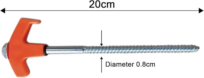8" Screw in Tent Stakes - Ground Anchors Screw in, Screw in Tent Stakes Heavy Duty, Tent Pegs Camping Stakes, Metal Threaded Tent Spikes, Screw Tent Stakes with Hex Sleeves (12Pcs Bag Orange)