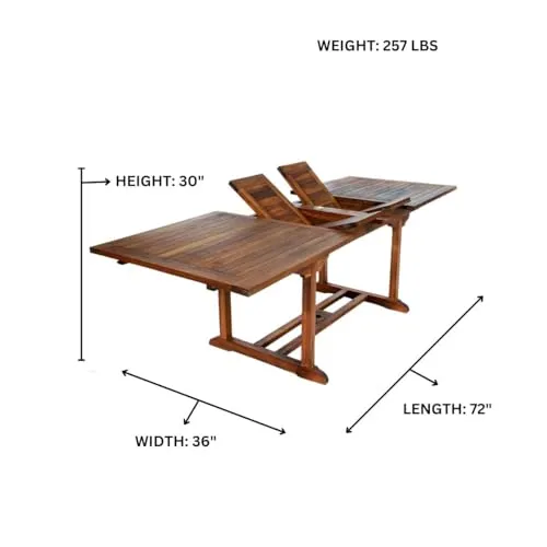 9-Piece Teak Extension Patio Table and Folding Dining Chairs Set