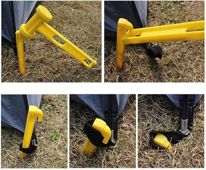 AITIME 30 Pcs 9 Inch Plastic Tent Stakes with 1 Yellow Puller Hook, Durable Garden Lawn Tarp Stakes, Tent Spikes Nails Pegs Hammer for Outdoor Beach Camping Courtyard Decorative Accessories