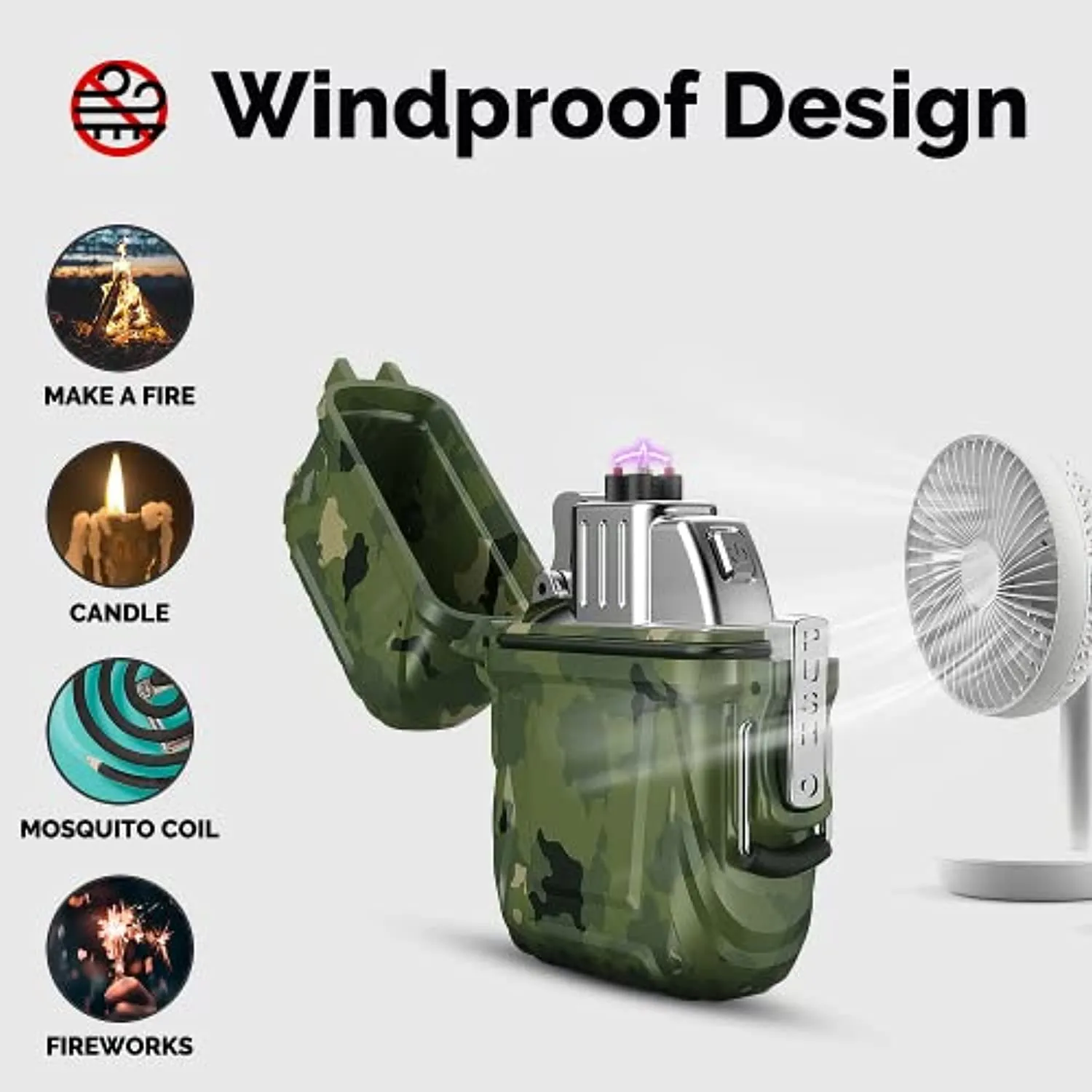 AKBLL Waterproof Lighter Pack of 2, Plasma Electric Lighter with USB Rechargeable Cool Gadgets for Men with Lanyard Emergency Whistle, Survival Gear for Camping, Hiking, Survival Tactical