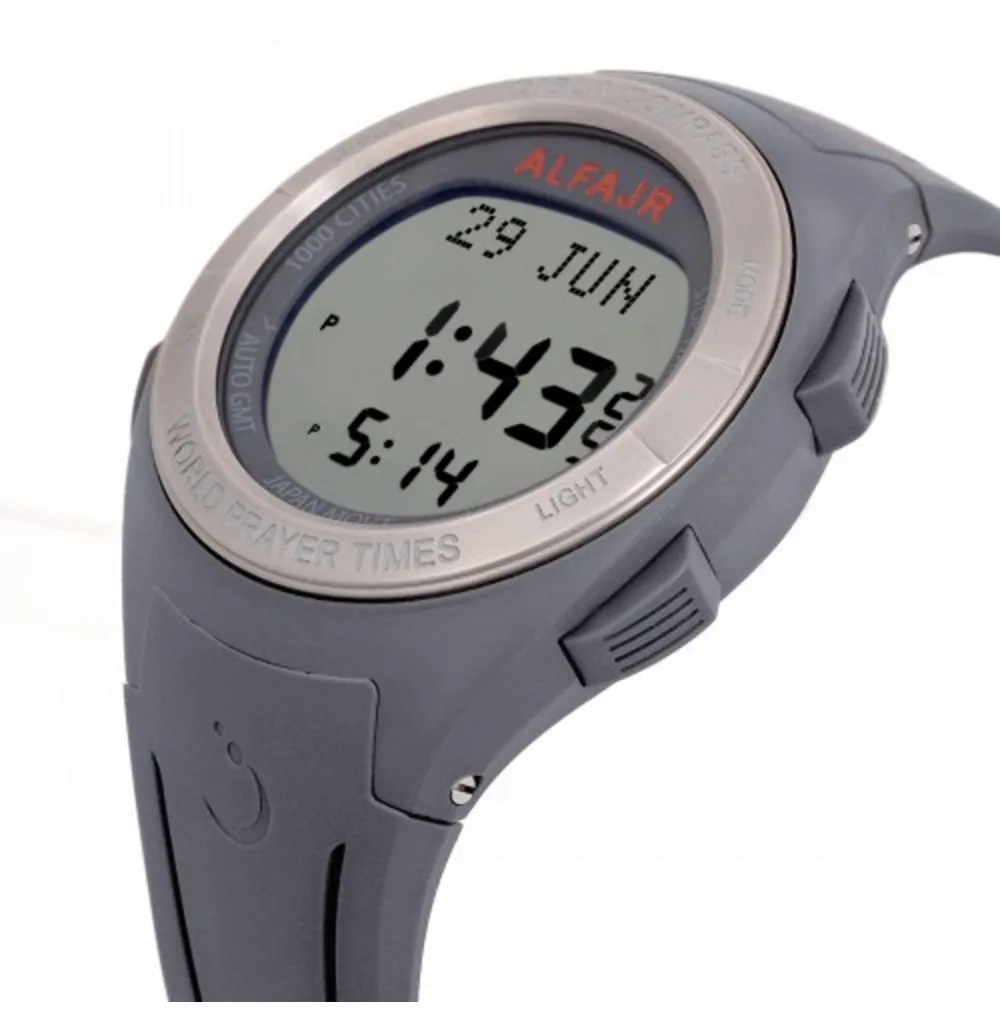 Alfajr WQ-18 Grey Qibla Compass Azan Prayer Watch