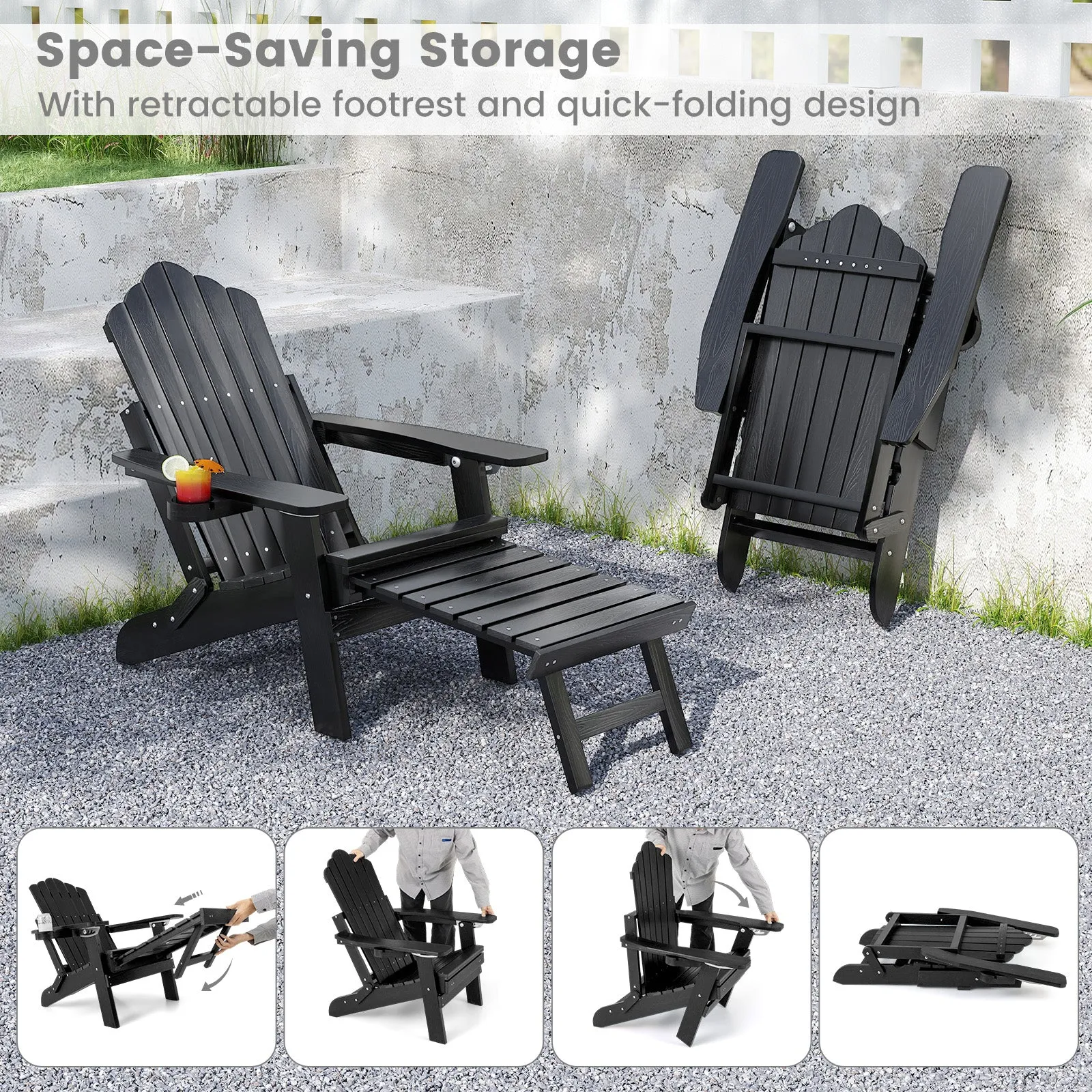 All-Weather HIPS Patio Adirondack Chair 180kg Loaded