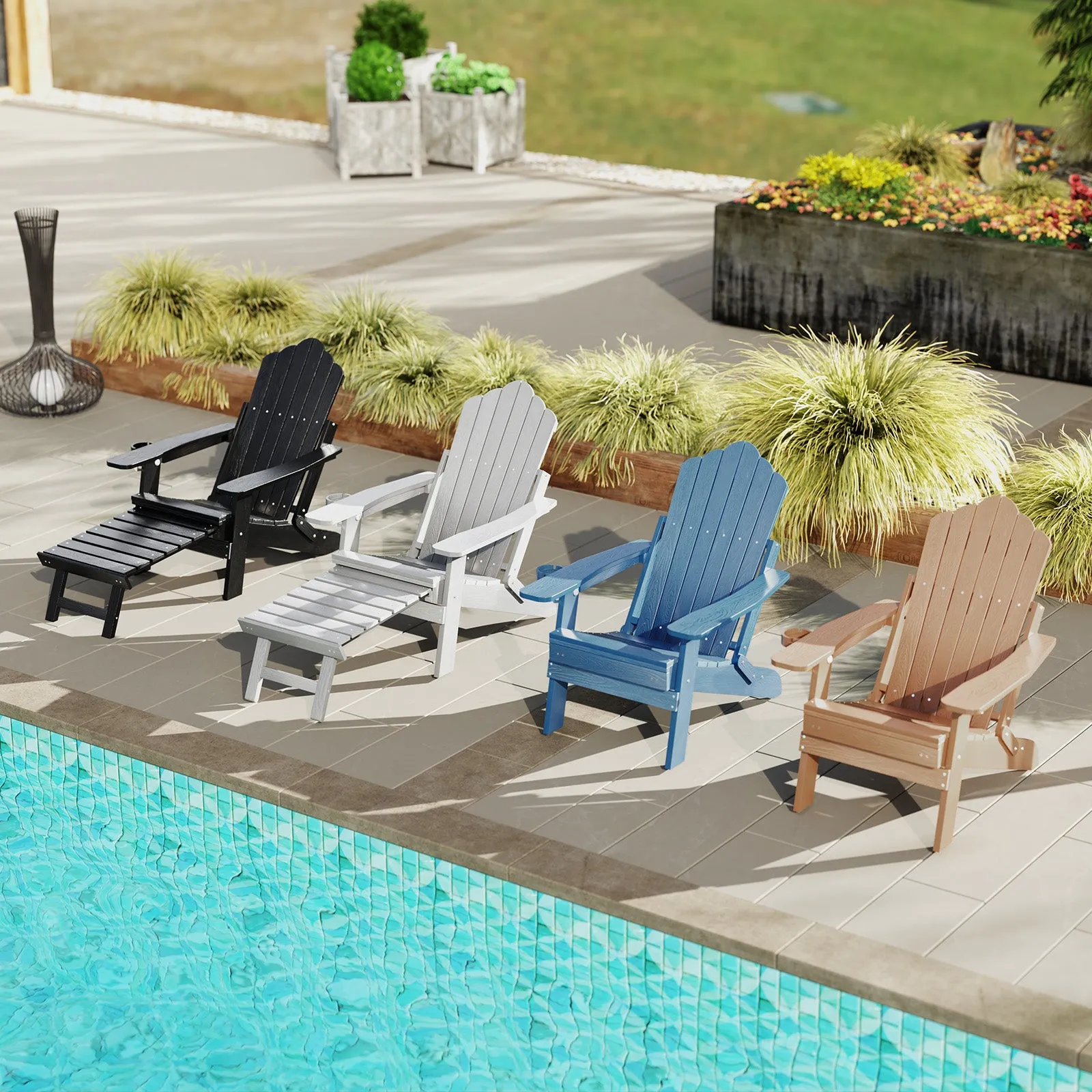 All-Weather HIPS Patio Adirondack Chair 180kg Loaded