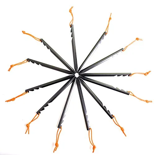 Aluminum Alloy Tent Stakes Pegs,12pcs Aluminum Ground Pegs-Reflective Rope