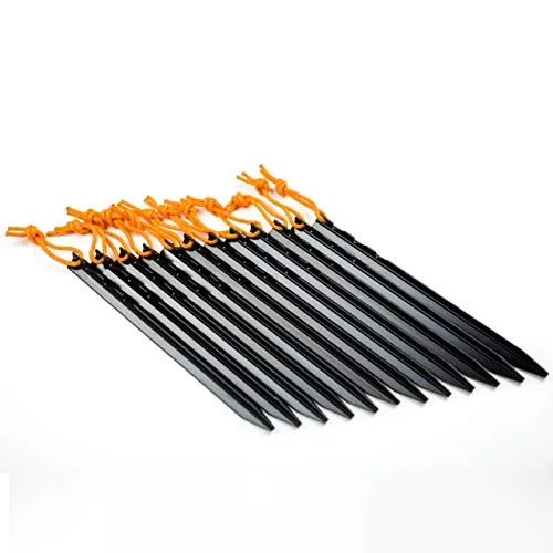 Aluminum Alloy Tent Stakes Pegs,12pcs Aluminum Ground Pegs-Reflective Rope