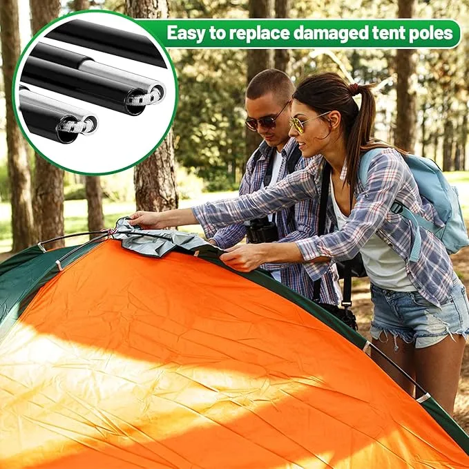 Aluminum Tent Poles Replacement - Pre-Assembled Tent Poles, Fits Both Female and Male Ends - Lightweight Tent Pole Repair Kit for Hiking Camping Backpacking Tent, 20FT