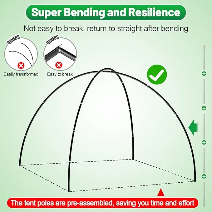 Aluminum Tent Poles Replacement - Pre-Assembled Tent Poles, Fits Both Female and Male Ends - Lightweight Tent Pole Repair Kit for Hiking Camping Backpacking Tent, 20FT