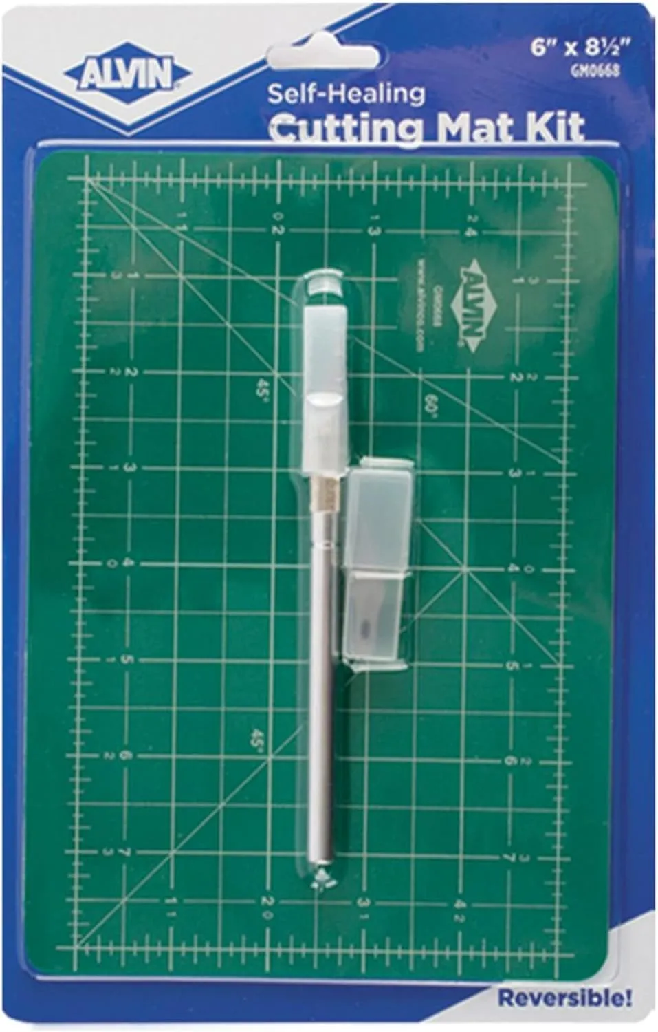 ALVIN Self-Healing Cutting Mat Kit 6"x8.5" Model GM0668 Double-Sided Mat with Art Knife, GBM Series, Gridded Rotary Cutting Board for Crafts, Sewing, Fabric - 6 inches x 8.5 inches