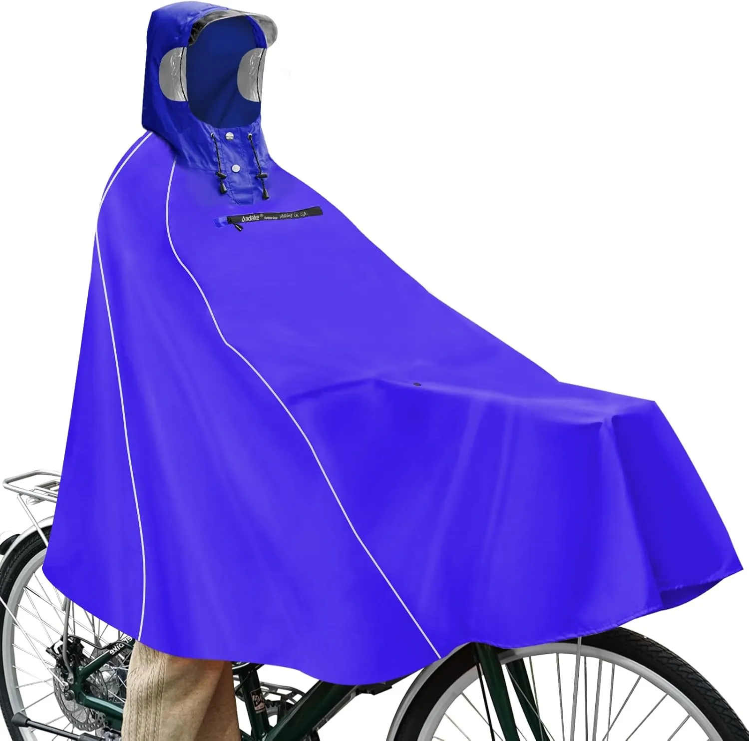 Andake Hooded Rain Poncho for Adults Waterproof Lightweight Raincoat for Men & Women Reusable Rain Ponchos for Cycling