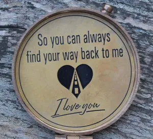 Antique Nautical Vintage Directional Magnetic Compass with Famous Scripture Quote Engraved Baptism Gifts with Leather Case or Wooden Case for Loved Ones,