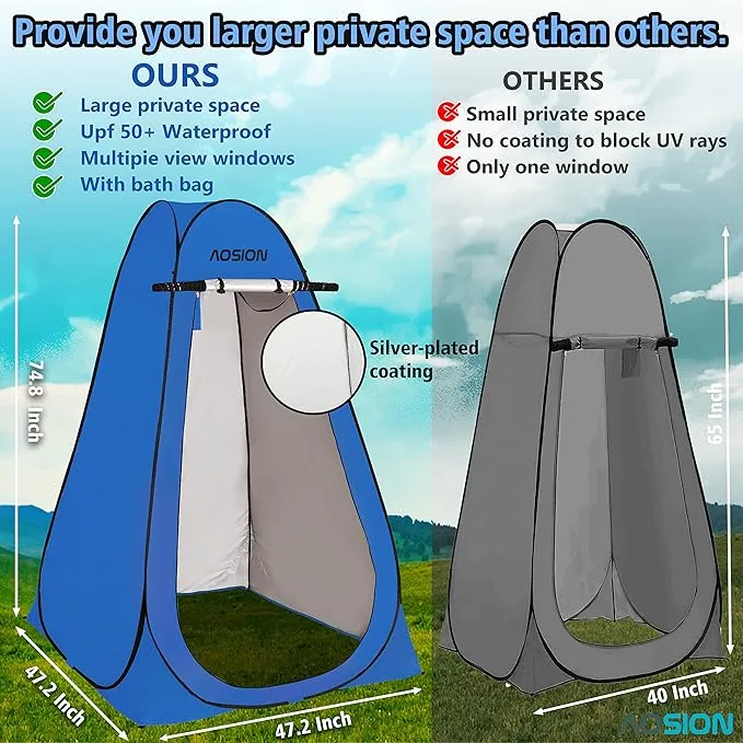 AOSION Privacy Shower Tent,Pop Up Changing Tent,Camp Bathroom Changing Dressing Room,Portable Toilet Tent with Carry Bag for Camping, Beach
