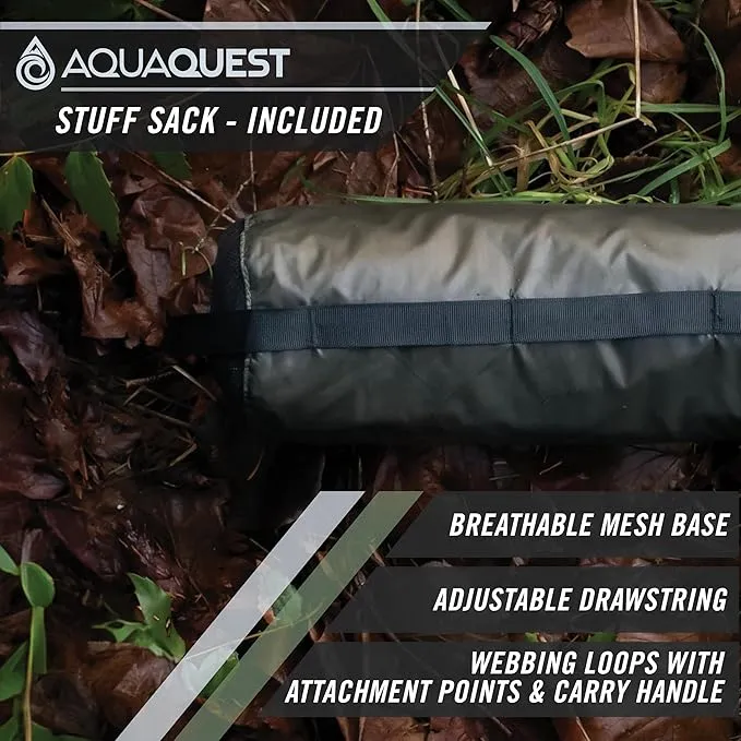 AquaQuest Safari Camping Tarp - Lightweight Durable Rain Fly - Waterproof Camping Essentials for Hiking, Backpacking & Hammock, 10 x 10 ft, Olive Drab
