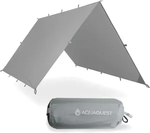 AquaQuest Safari Camping Tarp - Lightweight Durable Rain Fly - Waterproof Camping Essentials for Hiking, Backpacking & Hammock, 10 x 10 ft, Stealth Gray
